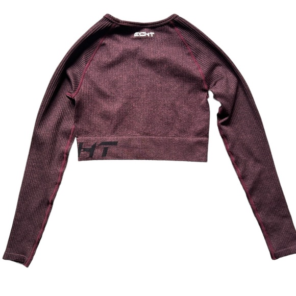 ECHT Apparel Arise SeriesCropped Top Long Sleeves + Ribbed Leggins Marron Small - Picture 7 of 12